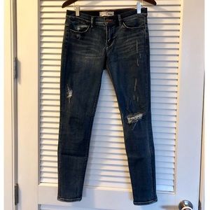 Ankle Distressed Mid-Wash Jeans